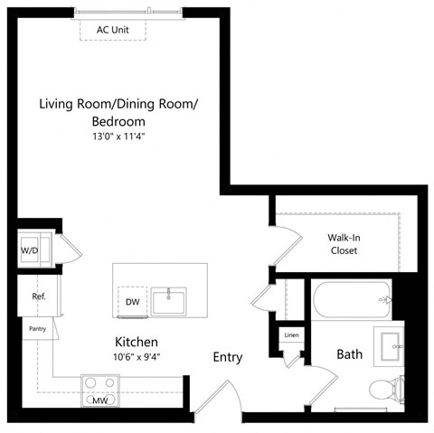Studio Floor Plan at One East Harlem Luxury Apartments in East Harlem NY